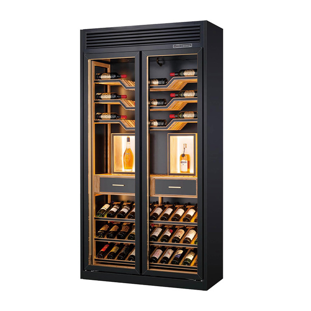 Commercial Wine Showcase Large Capacity 84 Bottles Double-Temperature Wine Cooler Upright Refrigerator Digital Refrigerant