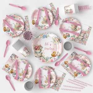 Offre Spéciale : Ensemble de Vaisselle et Décorations en Papier Thème Floral pour Fête <span class=keywords><strong>Princesse</strong></span> et <span class=keywords><strong>Anniversaire</strong></span> - Product Image 3