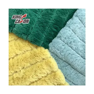 KINGCASON-Tissu en tricot 100% polyester recyclé, jacquard et motif pinceau, fausse fourrure de lapin, pour la maison, textile, veste d'oreiller