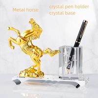 Ensemble de papeterie de bureau en cristal personnalisé, trophée en métal avec numéro et porte-stylo en cristal