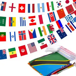 Bandera de cuerda personalizada equipo de fútbol 14*21cm Mini poliéster país Bar celebración decoración bandera