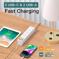 Güç Şeridi Aşırı Gerilim Koruyucu 8 AC Priz 3 USB 10m Uzatma Kablosu Düz Fiş 20A 110-250V Standart Topraklama Masaüstü Şarj Cihazı