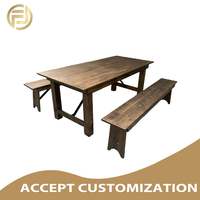 Table à manger rectangulaire contemporaine en bois personnalisée avec banc, mobilier commercial pour hôtels et appartements