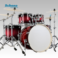 Gradient Color Large Hanging Extended Bass Drum Set, Wholesale Manufacturer 5-Drum 2/3/4 Cymbals, Maple PVC Laminated Percussion