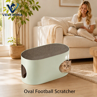Griffoir ovale pour chat en forme de ballon de football, cachette en carton ondulé, mobilier interactif d'intérieur, vente en gros