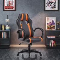 Chaise de bureau gaming ergonomique avec support lombaire, accoudoirs relevables, hauteur réglable, pivotante, en similicuir, structure en fer, modèle exécutif