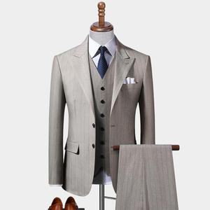 Traje <span class=keywords><strong>de</strong></span> Negocios/Boda <span class=keywords><strong>de</strong></span> 3 Piezas para <span class=keywords><strong>Hombre</strong></span>, Tallas Grandes, Doble Botonadura, Cuello en V, Poliéster/Algodón, Tejido Transpirable Antiarrugas, Largo - Product Image 1