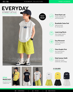 Ensemble 2 pièces d'été pour garçons 2026 – Débardeur sans manches et <span class=keywords><strong>short</strong></span> longueur genou en coton – Tenue décontractée streetwear pour enfants – Coupe ample – Ensemble sport et plage - Product Image 6