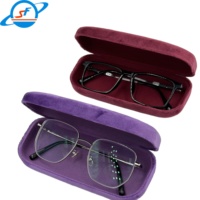 Étui à lunettes rigide en velours de haute qualité, vente en gros d'usine, boîte à lunettes à monture métallique avec logo personnalisé pour lunettes optiques