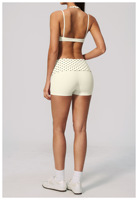 Nouvel ensemble de tenue de yoga en Spandex/Nylon à pois, débardeur à col halter, design deux pièces, ensemble de sport à séchage rapide pour la course à pied