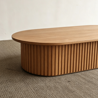 Vente directe d'usine, table à manger ovale à coins arrondis de style médiéval, couleur bois clair, personnalisable