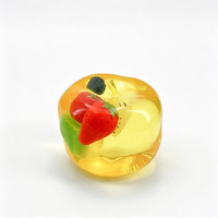Jouet anti-stress en forme de pomme, coque transparente en TPR, rempli d'huile de coco avec tranches de fruits flottantes, jouet sensoriel pour enfant, cadeau pour fête d'enfants
