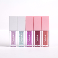 Cosmétiques véganes en gros sous marque privée : Huile à lèvres repulpante brillante rose transparente, Huile à lèvres pailletée changeante de couleur