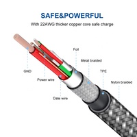 Fábrica Nylon Trenzado Tipo-c 20V 3a Pd Cable de carga rápida Usb C Auf Usb C Kabel 60W 3m