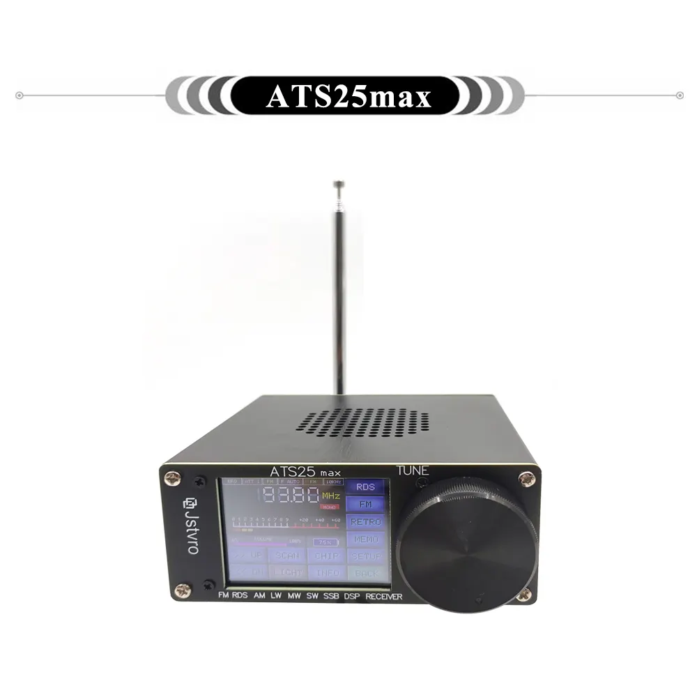 New version ATS-25 Max Si4732 Full-Band Radio Receiver DSP Receiver FM LW (MW And SW) SSB With 2.4" Touch Screen