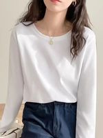 Hauts décontractés à manches longues en coton épais pour femmes et hommes, couleur unie/à imprimé, coupe ample, col rond, vente en gros