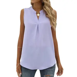 Blusa feminina de verão, camiseta sexy com acabamento em renda, sem mangas, camiseta cami, roupa de verão