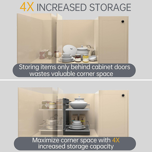 Accessoires de rangement compactes en gros : Organisateurs de placard inférieur à montage inférieur Lazy Susan, 2 niveaux, tiroir d'<span class=keywords><strong>angle</strong></span> magique Cupoabord - Product Image 3