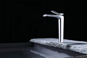 Robinet de lavabo haut chromé à levier unique pour salle de bain, mitigeur de lavabo surélevé - Product Image 2