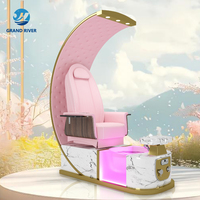 Fauteuil de pédicure et de manucure de luxe inclinable pour salon de beauté, avec fonction spa et bain de pieds lumineux