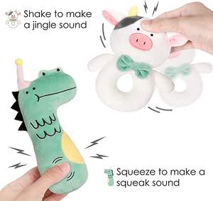 Custom Soft Baby Rattle for <strong>Newborns</strong> Plush <strong>Stuffed</strong> <strong>Animals</strong> Rattle Shaker Set for Infants Shower Gifts for Boys Shaker Teether - Product Image 4