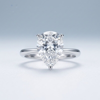 Bague en argent sterling S925 avec moissanite taille poire, solitaire à trois griffes 9x13mm, bijoux pour femme