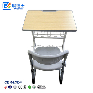 โต๊ะและเก้าอี้รูปตัว C สำหรับครูและนักเรียน พร้อมลิ้นชักโครงเหล็ก - Product Image 3