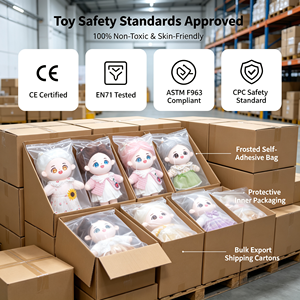 Bambola di cotone Kawaii, peluche da venti centimetri, con ricamo facciale squisito, statuetta idol imbottita, base per vestire, giocattolo da collezione - Product Image 4
