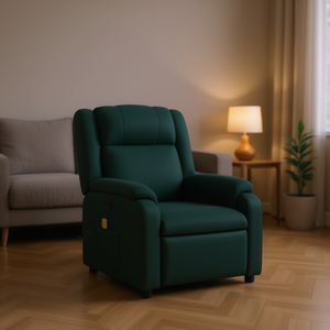 เก้าอี้นวดปรับเอนหนัง PU สีเขียวเข้ม 1 ที่นั่ง แบบไฟฟ้า พร้อมรีโมทคอนโทรล ดีไซน์ร่วมสมัย - Product Image 2