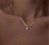 Pendentif lettre initiale en zircon de haute qualité, breloques en acier inoxydable, alphabet
