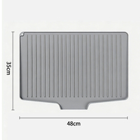 Tapis de séchage en silicone pour cuisine, égouttoir en silicone pour bols et vaisselle, support isolant incliné pour vaisselle, planche de drainage rayée