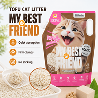 Litière pour chat en tofu blanc premium 6L, agglomération rapide, hautement absorbante, jetable aux toilettes, faible teneur en poussière, naturelle, biodégradable, contrôle des odeurs, sable pour chat