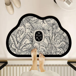 Alfombra de Baño de Tierra de Diatomeas con Forma de Nube, Diseño de Plantas, Absorbente, Antideslizante, para Entrada de Baño - Product Image 2