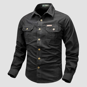 Vente en gros d'uniformes de sport chemise tactique boutonnée pour hommes polos 100% coton à manches longues chemise décontractée d'extérieur - Product Image 4
