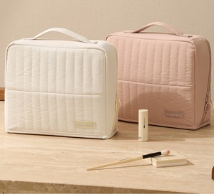Quilted <b>Travel</b> <b>Makeup</b> <b>Bag</b> with DIY Velcro Dividers Large Capacity Cosmetic Pouch <b>for</b> <b>Travel</b> - Product Image 6