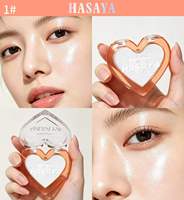 HASAYA Glow Heart Highlighter Palette, poudre éclaircissante pour le visage, étui transparent orange portable, 4 couleurs au choix