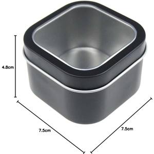 Bán buôn cấp thực phẩm kim loại vuông tinplate lưu trữ hộp thiếc với cửa sổ rõ ràng nắp trong suốt đồ ăn nhẹ đường thức ăn vật nuôi kẹo lưu trữ - Product Image 2