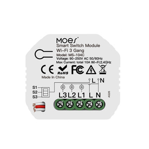 Interruptor de Luz Inteligente WiFi de 3 Canales, Módulo de 1/2 Vía, Control Remoto Inalámbrico por Aplicación Smart Life/Tuya, Compatible con Alexa y Google Home - Product Image 1