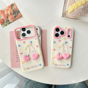 เคสโทรศัพท์มือถือซิลิโคน 3 มิติ ลายหัวใจน่ารักสำหรับสาวๆ สำหรับ iPhone 17 16 15 14 Pro Max  วัสดุยาง ป้องกันด้านหลัง - Product Image 2