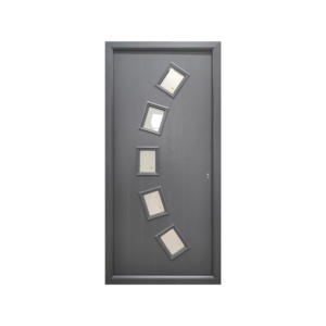 Onda FRP GRP Porte Wellow 5 verres peints gris Entrée extérieure en fibre <span class=keywords><strong>de</strong></span> verre Porte prémontée composite Porte d'entrée extérieure avec cadre - Product Image 1