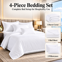 Ensemble de literie blanche pour hôtel, ensemble de linge de lit de luxe 4 pièces, housse de couette douce, drap, taies d'oreiller pour chambre d'hôtes