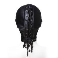 Masque de tête intégral en cuir PU, masque de bondage SM, masque fétichiste avec boule buccale, cache-yeux détachable, sangle réglable, équipement de jeu de rôle pour adultes