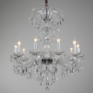 Lustre en cristal avec base d'ampoule E26, luminaire suspendu LED à 8 lumières pour salon, design mural, télécommande, hauteur réglable - Product Image 3
