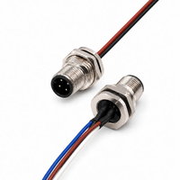 Connecteur de panneau M12 à 4 broches, code A, mâle, fils pré-assemblés, fixation par vis PG9, fixation frontale, connecteur de montage sur panneau M12