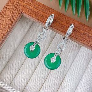 Conjunto de Joyería de Calcedonia Verde de Lujo, Chapado en Oro de 18K, Collar, Anillo y Pulsera con Circonitas, para Mujer/Unisex, Compromiso, Boda, Aniversario - Product Image 4