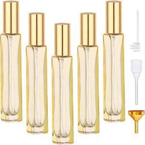 10ml 15ml Transparent Pink Rectangle <b>Mini</b> Long Thin Slim <b>Perfume</b> Glass Sprayer Bottles with Gold Cap for Hair Use - Product Image 6