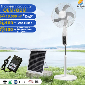 CE ROHS Solar Charging Iron <b>ABS</b> 15W Floor Fan 4-Speed Regulation Lighting Night Light Remote Control Portable Model SLF-YL219 - Product Image 2