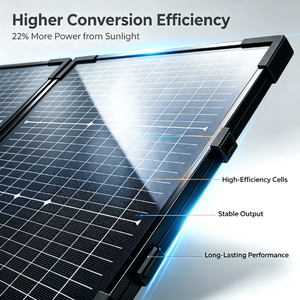 แผงโซลาร์เซลล์แบบพับได้ 100W โมโนคริสตัลไลน์ โครงอะลูมิเนียม ชนิด N 18BB ประสิทธิภาพ 25% พร้อมหัวต่อแบบ 4-in-1 หลายจุด ป้องกันน้ำ IP65 สีดำ - Product Image 4
