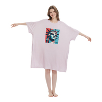 T-shirt de nuit pour femmes avec poches Vente en gros avec impression personnalisée Été doux frais écologique confortable respirant surdimensionné Long ample