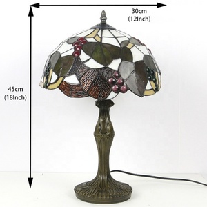 Lámpara de Mesa Estilo Tiffany Retro Europeo de 12 Pulgadas LongHuiJing con Pantalla de Patrón de Uvas Coloridas, Luces de Escritorio para Restaurante - Product Image 6